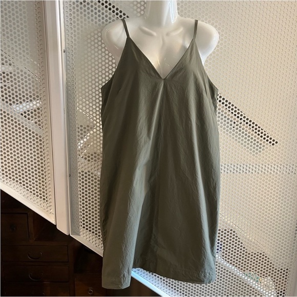 Everlane The Poplin Cotton Mini Slip Dress Size 8 in Kalamata Green GUC - Picture 3 of 12